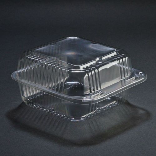 200 ct Plastic Clear 6&#034; Hinged Food Takeout Container Cupcake Cookie Favor Cake