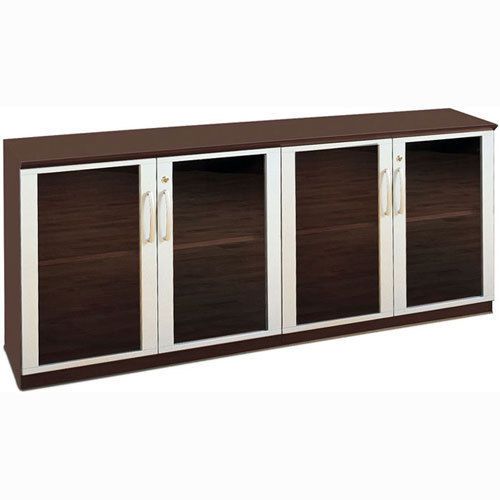 MODERN CREDENZA CABINET WITH GLASS DOOR Cherry or Mahogany Wood Office Room NEW