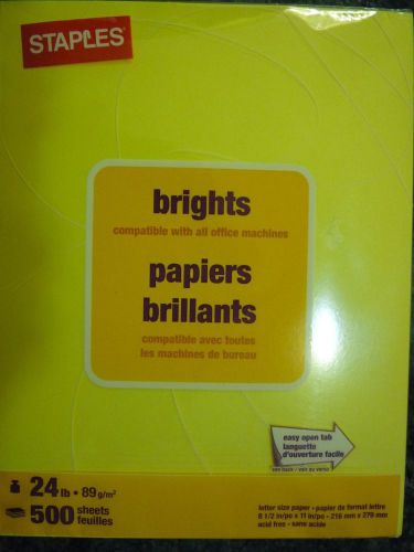 Staples Brights 24 lb.Yellow Colored Paper, Brights 500/Ream all office machines