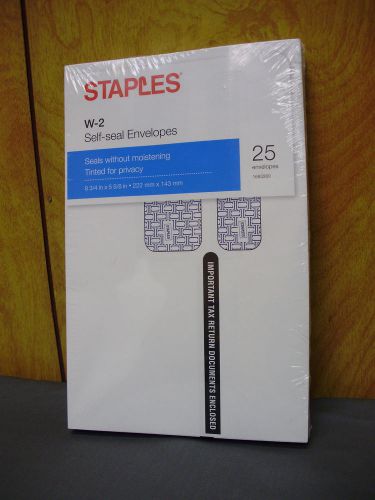 Staples W-2 Self Seal Envelopes 25 Count *2015 tax Year*