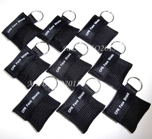100pcs BLACK CPR MASK WITH KEYCHAIN CPR FACE SHIELD AED