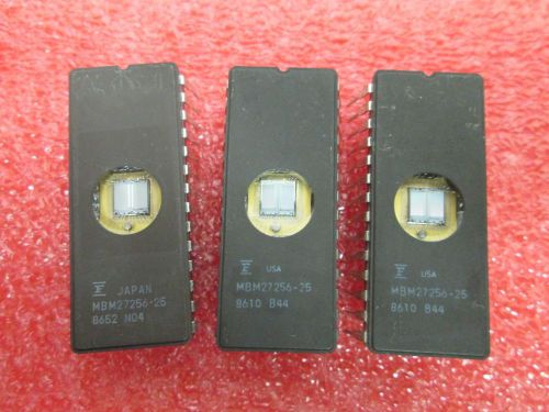 3 PSC   MBM27256-25   EPROM  (32k x 8)   GOLD  PLATED  FACE  27256  VINTAGE  IC