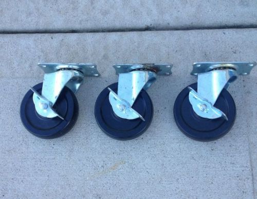 3 locking swivel casters. 4 inch wheel. 4 hole mount bracket. new, never used. for sale