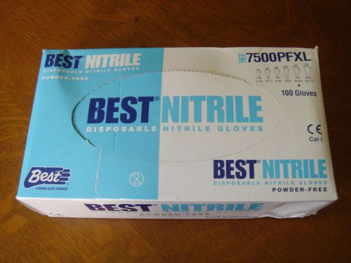 BEST (SHOWA) DISPOSABLE NITRILE GLOVES 7500PFXL SIZE 9/10/XL 1 BOX OF 100 NIP