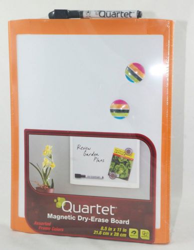 Quartet Magnetic Dry-Erase Board, Orange Frame with marker and magnets, 8.5 x 11
