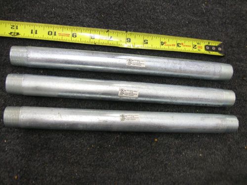 Conduit pipe products 3/4&#034;x12&#034; galvanized ( rigid )nipples (lot of 3) for sale
