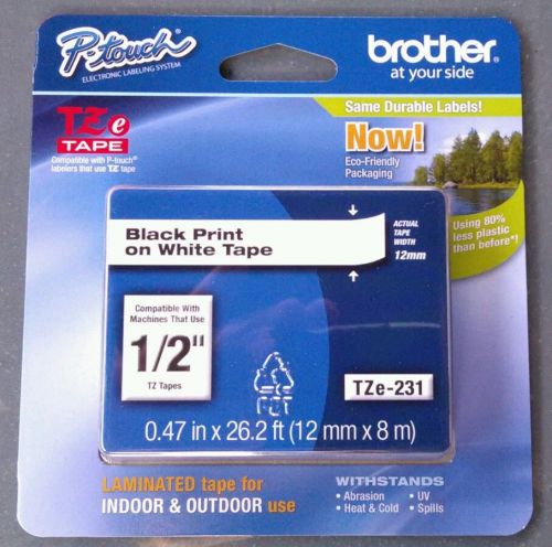 Brother P-Touch TZe-231 BLACK ON WHITE Label Tape TZe231 / Ptouch TZ231 PT-1880