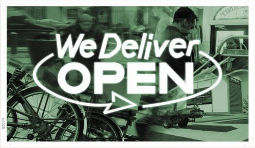 Ba028 open we delivery services cafe banner shop sign for sale