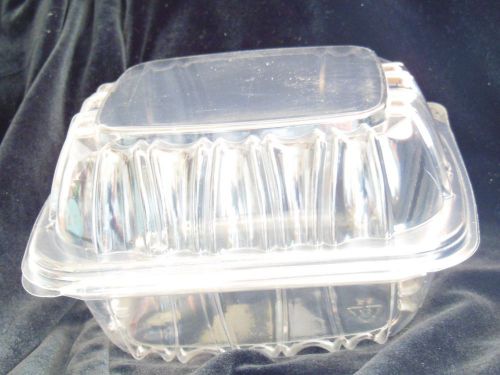 50 Clear Plastic Take Out/To Go Hinged Containers 1 Section Clamshell  7.5x7.5x3