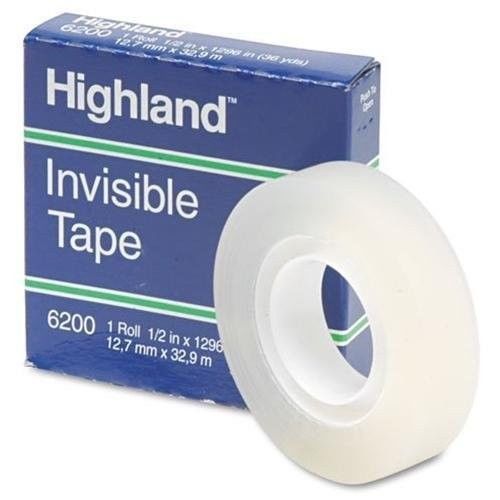 Highland 6200 Invisible Tape, 1/2&#034; x 1296&#034; , 1 Dozen in the pack