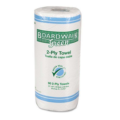 Boardwalk 21GREEN Green Household Roll Towels  2-Ply  11W x 9L (30 Packs of 90)