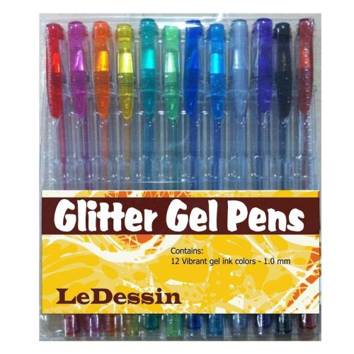 12 Glitter Gel Pens | Best Colored Gel Pens Set | Gelpen Ink for Art