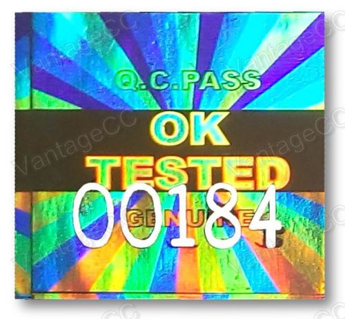 500x OK TESTED Hologram NUMBERED Stickers, 15mm Square Labels Silver QC Pass