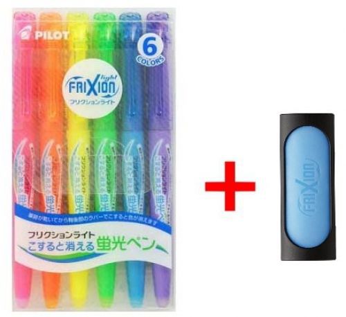 Pilot Frixion Light Fluorescent Ink Erasable Highlighter Pen - 6 Color set