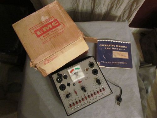 VINTAGE EMC MODEL 213 VACUUM TUBE TESTER WITH BOOK AND BOX