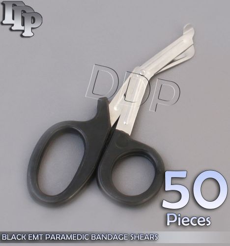 50 Paramedic Utility Bandage Shear Scissor 7.25&#034; Black Surgical Instruments