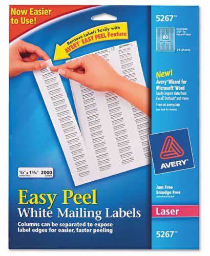 Avery 5267 Easy Peel Laser Address Labels, 1/2 x 1-3/4, White, 2000 per Pack