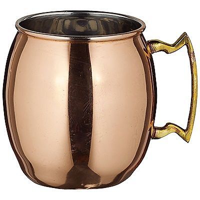 Winco cmm-20, 20-ounce solid moscow mule mug with brass handle, copper-plated for sale