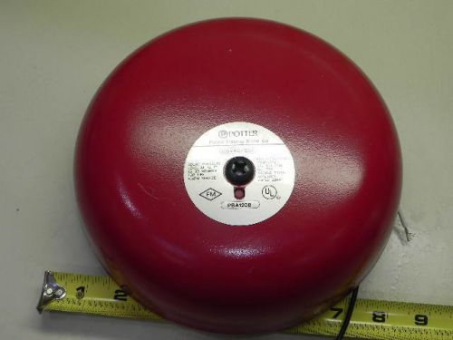 Red Fire Alarm Bell 120V Potter Signal Co. 8&#034; Dia. Gong PBA1208