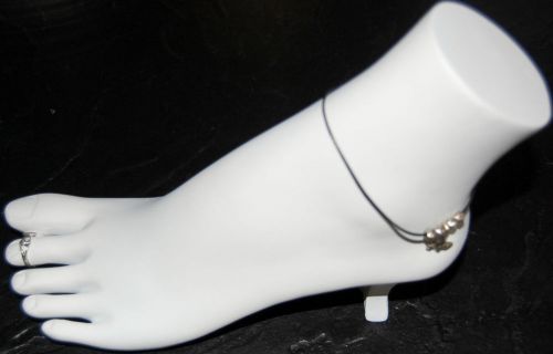 White Toe Ring and Anklet Foot Display Jewelry Display with heel