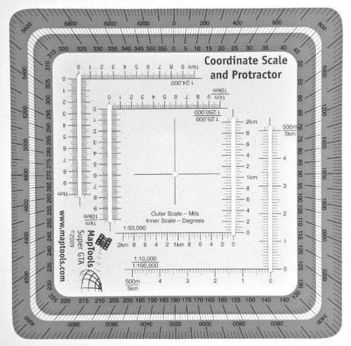 Improved military style mgrs/utm coordinate grid reder, and protractor for sale