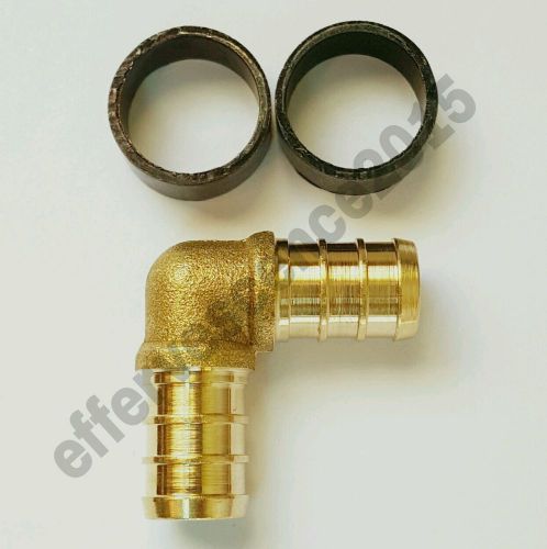 (50) 1/2&#034; brass pex elbows (100) crimp rings brass crimp fittings for sale