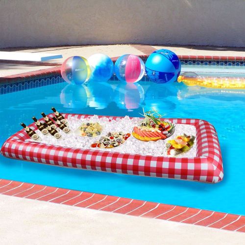 Inflatable Ice Buffet Portable Serving Bar Checkered Pattern RED Outdoor Picnic