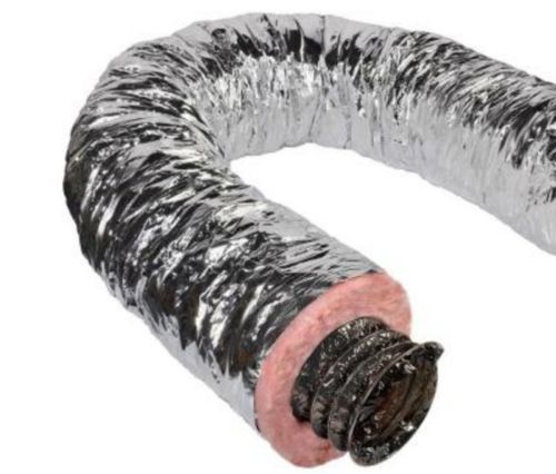 8 in x 25 ft insulated flexible duct tube r6.0 silver jacket heating ac venting for sale