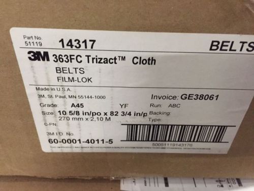 (5 Belts) 3M 10 5/8 in x 82 3/4 in  363FC Trizact Cloth Belts # 14317
