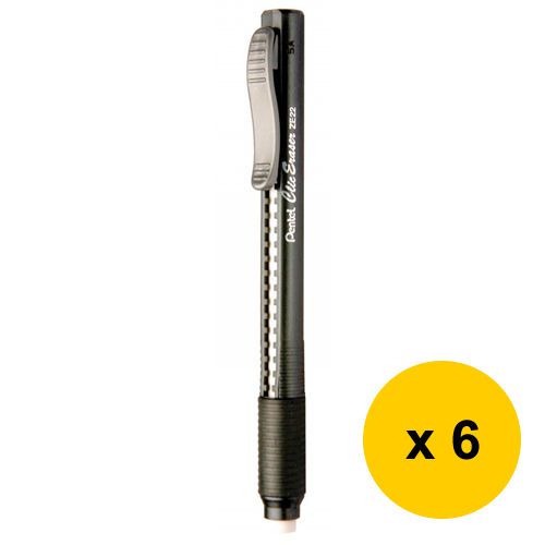 GENUINE Pentel ZE22 CLIC Rectractable Eraser Pen (6pcs) - Black FREE SHIP