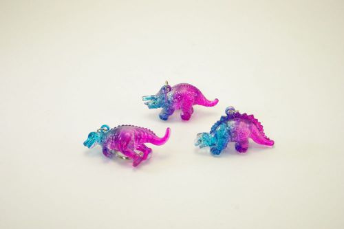 Sparkle Dino Key Chain assort colors 3 Pieces
