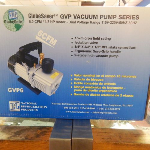 Nrp globesaver refrigerant vacuum pump gvp6 6cfm for sale