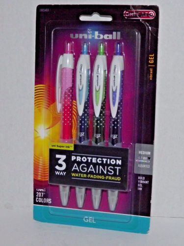 1 pack uniball medium 0.7mm vibrant gel ink pens 4 pens assorted colors new for sale