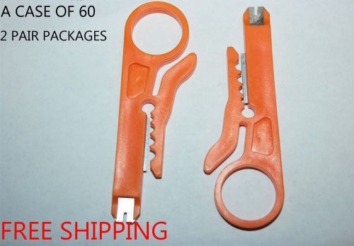 2Pc ORANGE Network Lan Wire Cable Punch Down Cable Cutter Stripper  60 PC CASE