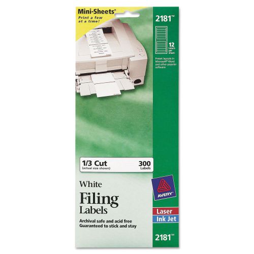 Avery Mini-Sheets White File Folder Labels for Laser and Inkjet Printers, 3-7/16