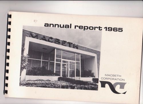 1965 Annual Report Macbeth Corporation now Gretag Macbeth Newburgh NY