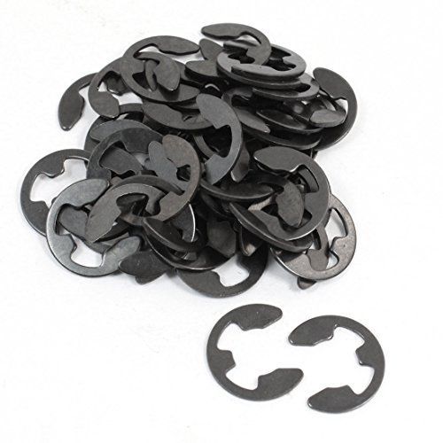 uxcell® 50 Pcs Black Metal 9mm Shaft Rod Lock E-Clip Clamp Washer