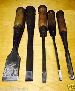 Vintage jp chisel nomi,blade-length mm 5 various dimensions shape sets, cf photo for sale