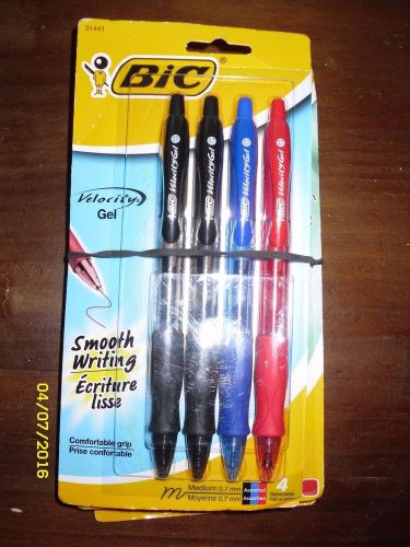 3~Bic Retractable Velocity Gel Pens // #31441/ New &amp; Sealed // Free USA Shipping
