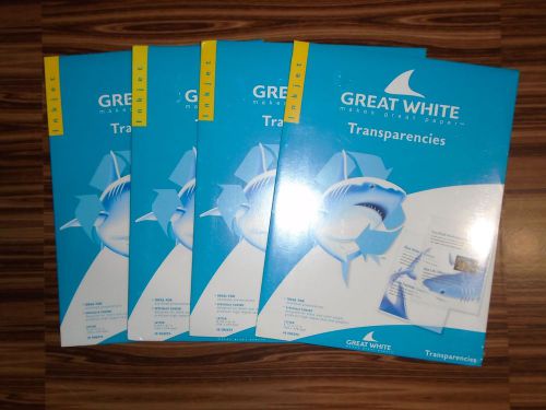 Lot of 4 Great White Transparencies for Overhead Projector - 40 Sheets - Sealed