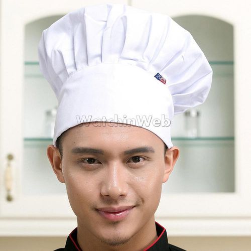 Fashion Mens Adult Elastic Skull Cap Chef Hat Cooking Costume Cap White