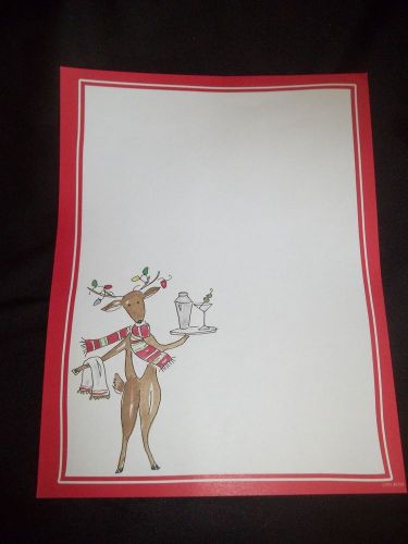 Holiday COCKTAIL REINDEER Designer Stationary Paper 38 sheets, 8.5&#034;x11&#034;, BNIP