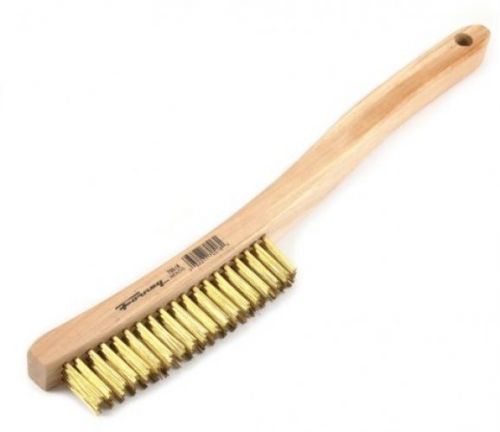 Forney 70518 wire scratch brush, brass with curved wood handle, for sale