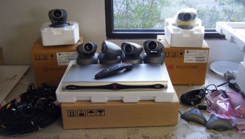 Lot of Polycom Equipment, 6 Cameras MPTZ-5N, VSX 7000e Base Box w/ Remote,2 Mics