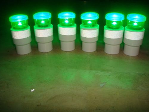 Catfish Noodle Jugs GREEN  LED Light Caps ONLY fits 1/2&#034; PVC  lot of 6