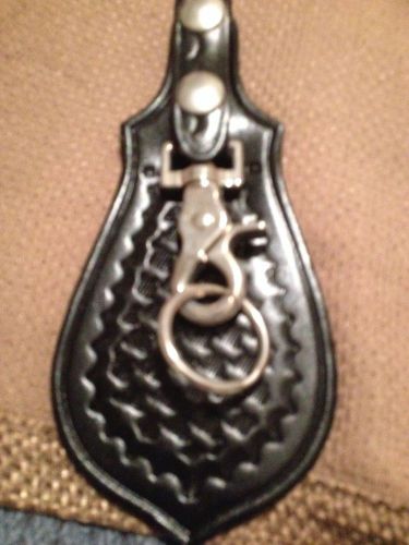 Vintage safariland 168-4 black basketweave chrome snaps flap style key ring for sale