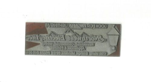 Vintage printer plate block advertising, Northwest Electric Inc Billings Montana