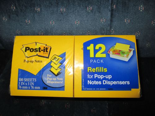 Brand new 12pk post-it refills for pop-up notes dispenser 3x3 pink green yellow for sale