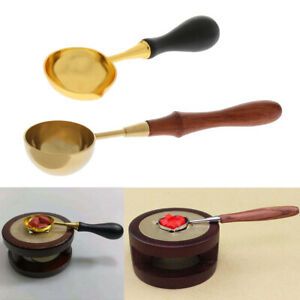 Set of 2 Seal Wax Stick Wood &amp;Copper Melting Spoon  Resistant