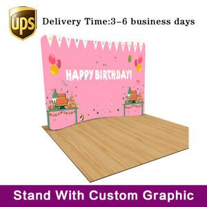 New Graphic Printing for 8 curved birthday party decorate display custome